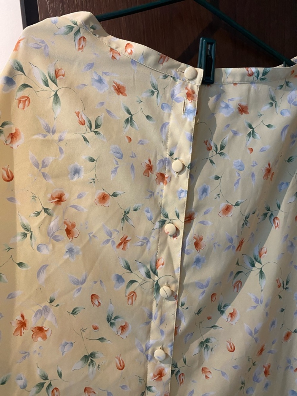 Sears Pale Yellow Floral Button-Front A-Line Skirt - Picture 2 of 4
